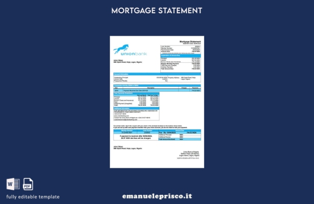 stile verificato Dichiarazione di mutuo della Nigeria Union Bank of Nigeria Mode